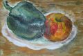 13 - Stilleben  mit Apfel Acryl/&Ouml;l, 20 x 14 cm
